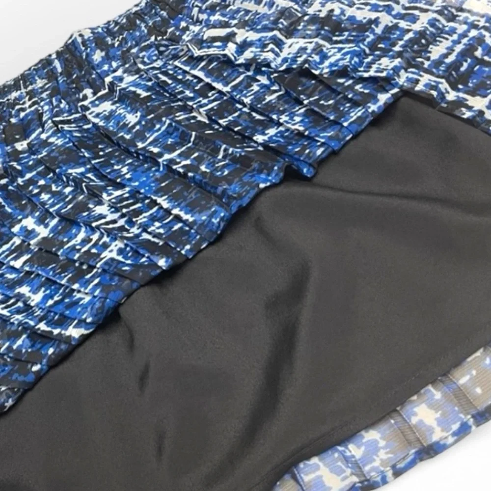 Aqua Blue White Skater Mini Skirt XS Coquette Cottagecore Y2K Elastic Waist